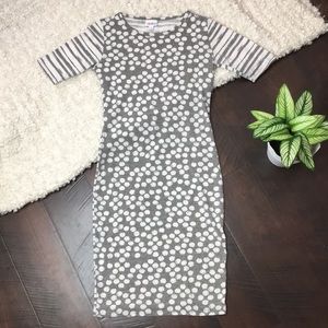SOLD Lularoe Julia xs gray white polka dot stripes